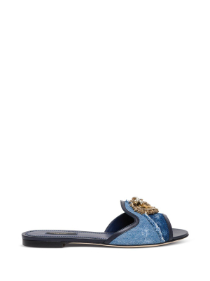 Dolce & Gabbana Devotion Denim Flat Sandals