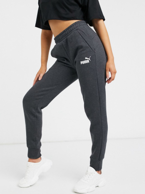 Puma Logo Sweatpants In Dark Gray