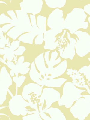 Hibiscus Arboretum Wallpaper In Yellow From The Water's Edge Collection By York Wallcoverings