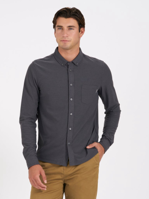 Long-sleeve Ace Button-down | Charcoal