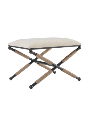 Ashburn Campaign Accent Stool Buff Beige - Linon