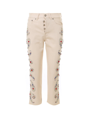 Golden Goose Deluxe Brand Embellished Cropped Denim Jeans