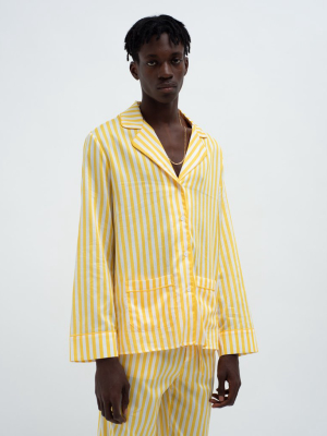 Striped Classic Cotton Pyjama Top Daffodil