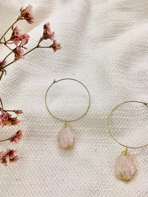 Rose Quartz Hoops