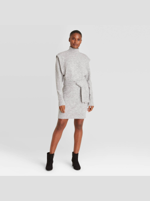 Women's Strong Shoulder Long Sleeve Sweater Dress - Prologue™ Gray