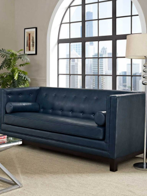 Identity Bonded Leather Sofa Blue