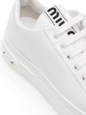 Miu Miu Platform Crystal Embellished Sneakers