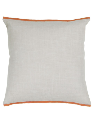 Cotton Pillow In White & Orange