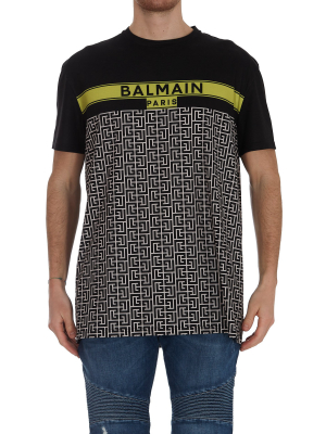 Balmain Logo Monogram Print T-shirt