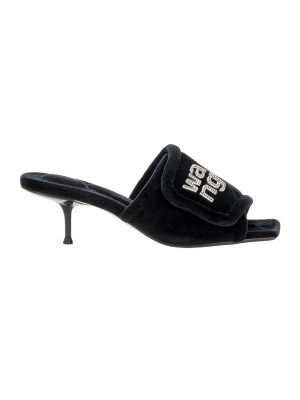 Alexander Wang Jessie Velour Crystal Logo Sandals