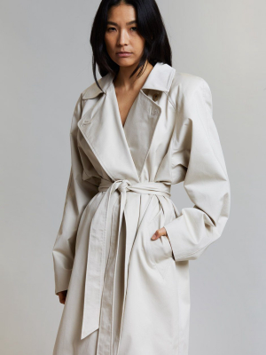 Woven Box Shoulder Trench In Bone