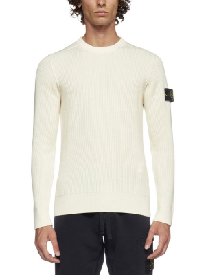 Stone Island Logo Patched Ribbed Jumper