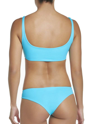 Pilyq Lace-up Teeny Cut Bikini Bottom In Marine Blue