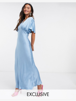 Ghost Bluebell Satin Dress In Blue