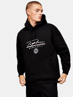 Signature Black Globe Print Hoodie