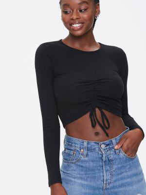 Ruched Drawstring Crop Top