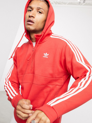 Adidas Originals 3-stripe Hoodie In Lush Red