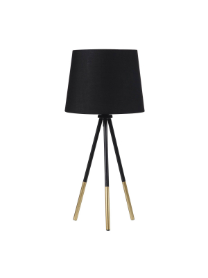 11.25" Traditional Metal Tripod Desk Lamp Black - Ore International