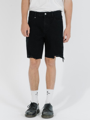 Destroyed Bones Denim Short - Black Rinse