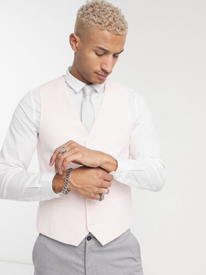 Topman Skinny Double Breasted Suit Vest In Pink