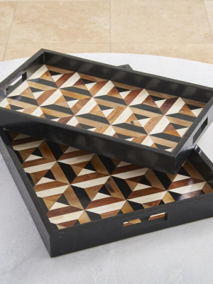 Global Views Triangle Marquetry Tray