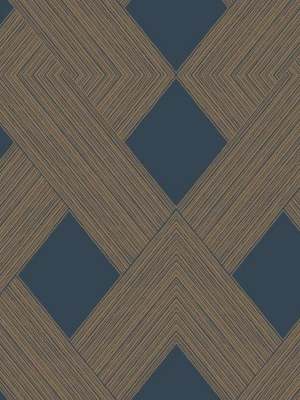 Beveled Edge Wallpaper In Navy And Gold From The Geometric Resource Collection By York Wallcoverings