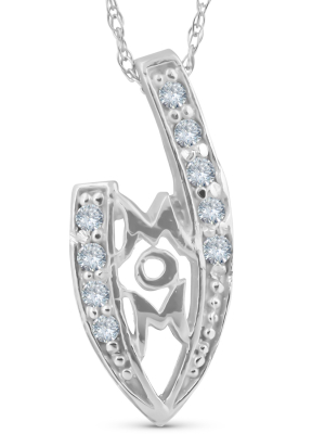 Pompeii3 1/10ct Diamond Mom Love Pendant Necklace 14k White Gold