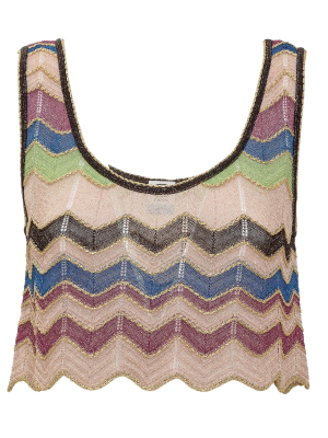 M Missoni Chevron Patterned Cropped Tank Top