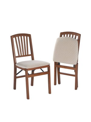 2 Piece Slat Back Folding Chair Fruitwood - Stakmore