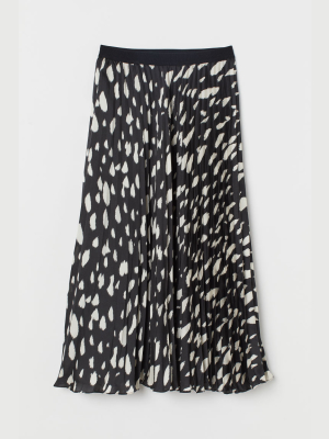 Pleated Satin Skirt