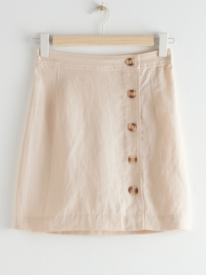 Front Button Mini Skirt