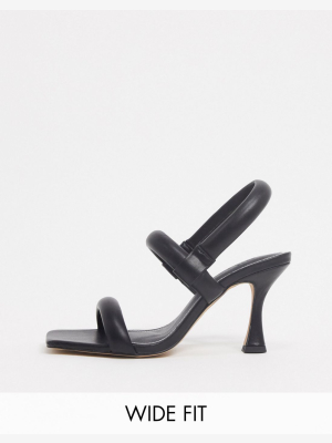 Asos Design Wide Fit Hickory Padded Mid-heeled Sandals In Black