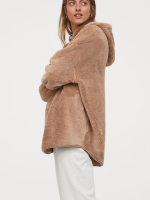 Faux Shearling Hoodie