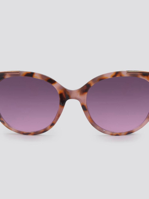 Animal Print Cat-eye Plastic Metal Combo Sunglasses - A New Day™ Pink