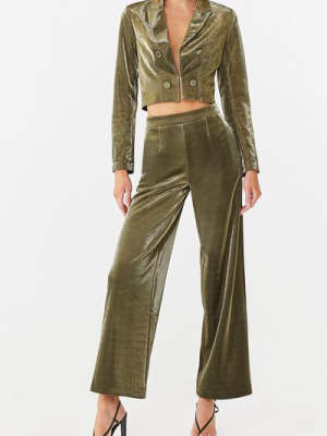 Metallic Wide-leg Pants