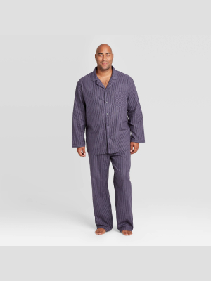 Men's Big & Tall Striped Woven Flannel Poplin Pajama Set - Goodfellow & Co™ Blue