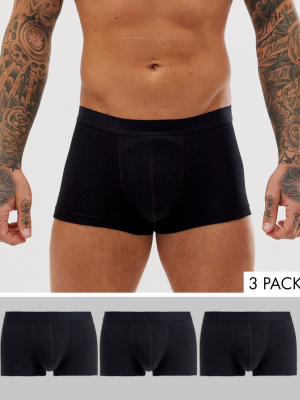 Asos Design 3 Pack Short Trunks In Black Save