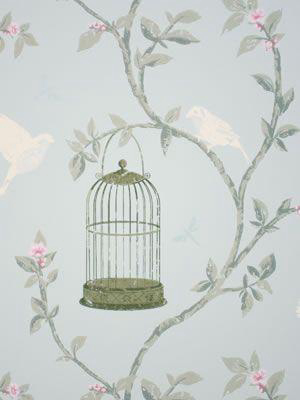 Birdcage Walk Wallpaper In Gray And Green Color By Nina Campbell