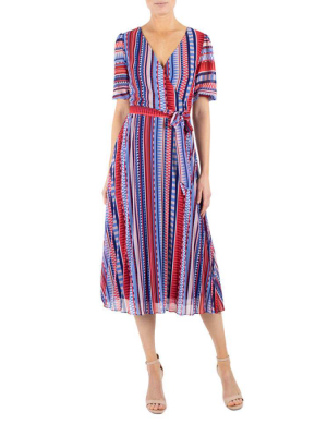 Julia Jordan Wrap Stripe  Dress