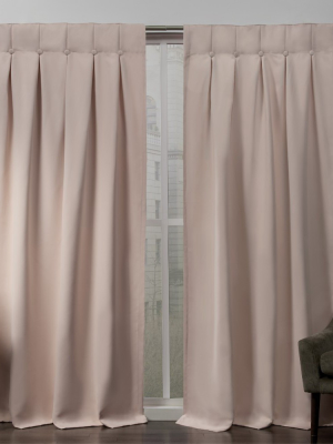 Sateen Woven Blackout Button Top Window Curtain Panel Pair -exclusive Home