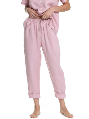 Resort Linen Pant In Powder Pink