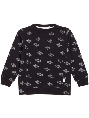 Miles Kids Print Sweatshirt - Black