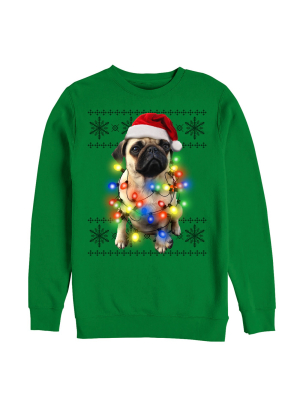 Women's Lost Gods Ugly Christmas Pug Lights Sweatshirt