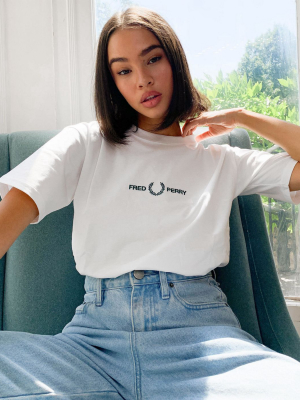 Fred Perry Embroidered T-shirt In White