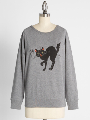 The Purr-fect Pounce Graphic Pullover Sweatshirt