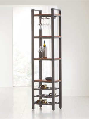 Pilsen Graphite Modular Wine Tower With Walnut Shelves