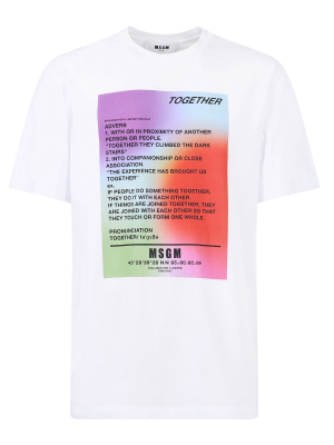 Msgm Together Print Round Neck T-shirt