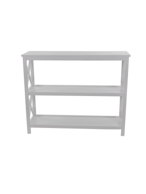 Contemporary 3 Tier Low Wooden Shelf - Olivia & May