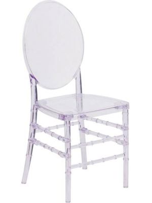 Flash Elegance Stacking Florence Chair With Elongated Oval Back Clear - Riverstone Furniture Collection