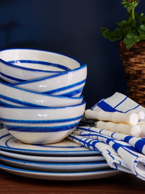 Blue Pheasant Mark D. Sikes Hyannis Dinnerware - Blue Striped